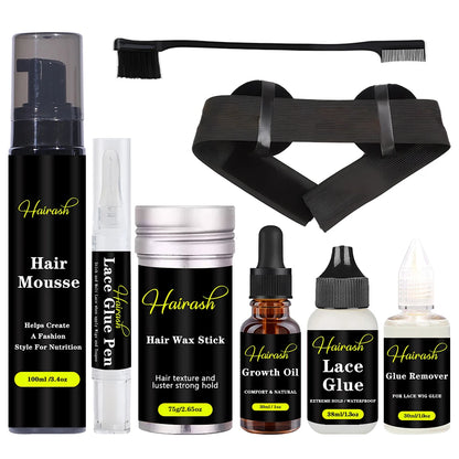 Wig Glue For Lace Front Waterproof Hair Mousse Glue Pen Wax Stick Hair Growth Oil Glue Remover Melt Band With Ear Cover