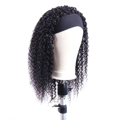Human Hair Headband Wig Kinky Curly Full Machine Made Brazilian Remy Human Hair Wigs For Women 180% Density  Natural Color