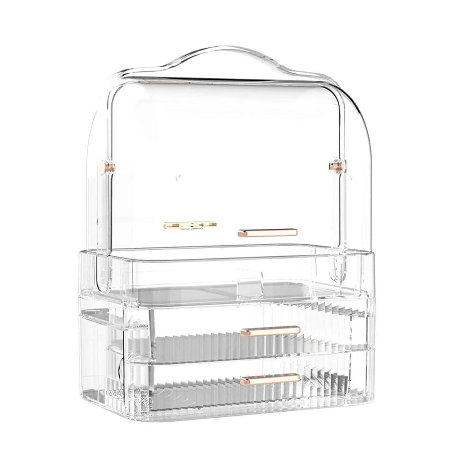 Cosmetics Storage Box With Lid and Handle Large Makeup Organizer Box Drawers for Skincare Display Cases Countertop, Bathroom