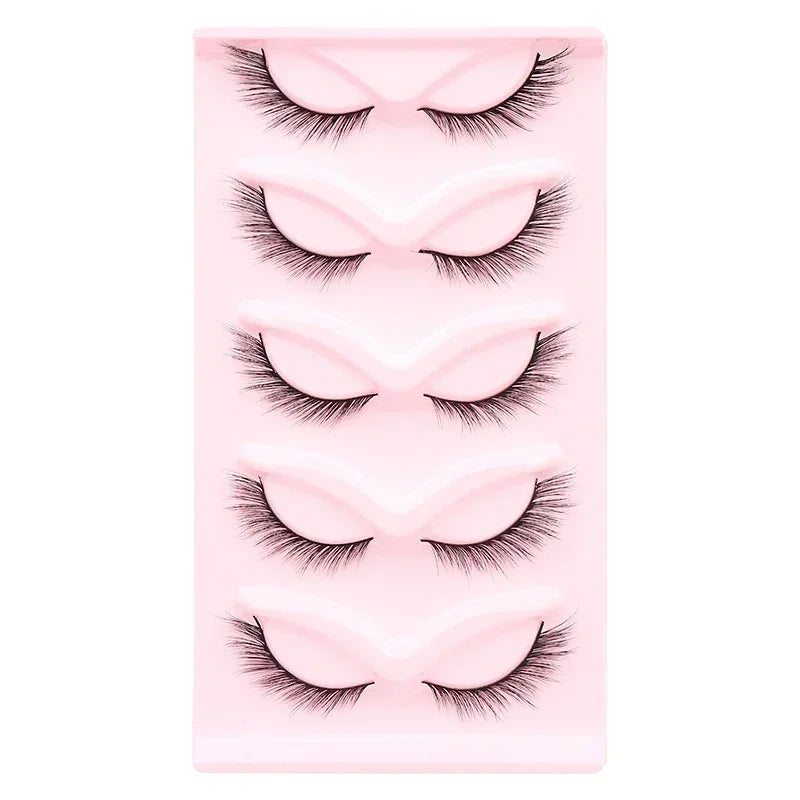 5 Pairs Cat Eye Lashes Faux Mink Eyelashes Natural long Manga Lashes Winged End Eye Elongated Eyelashes Fake Lashes Makeup