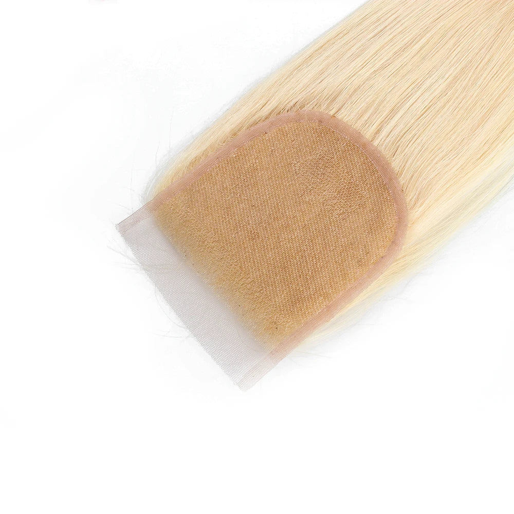 4x4 613 Lace Closure Honey Blonde 13x4 Human Hair Lace Frontal With Light Brown Swiss Lace Free Part Pre-Plucked