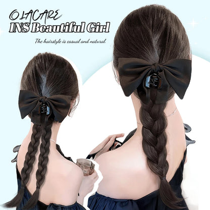 Ponytail Extension Bow Claw Curly Wavy Clip in Hairpiece Ponytail Hair Extensions Long Pony Tail Synthetic for Women Girl Daily