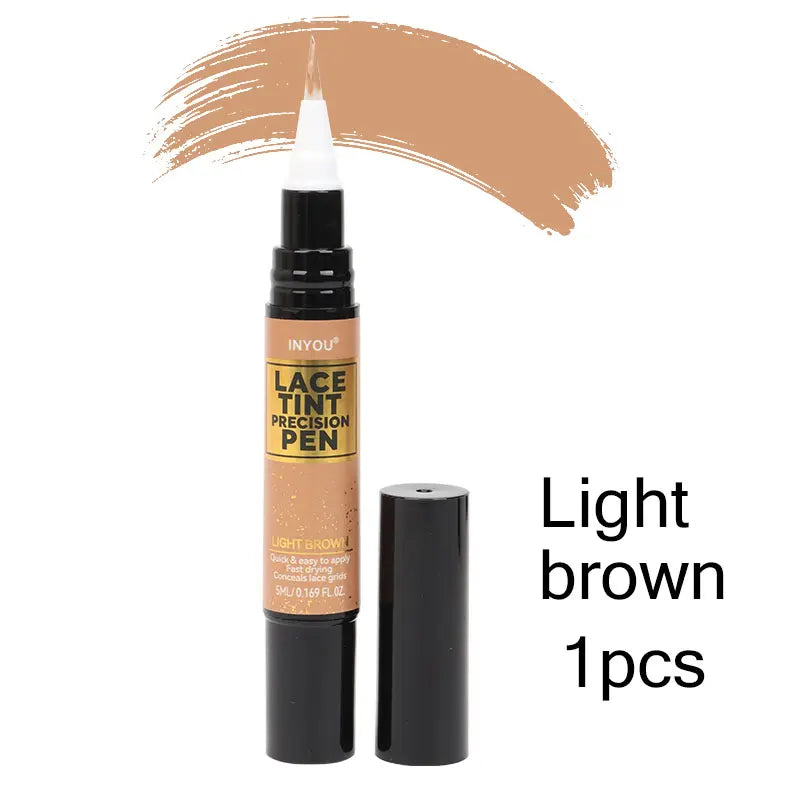 Lace Tint Pen Tinted Lace Precison Parting Pen Black Medium Dark Light Brown 5Ml 0.17Oz - Wig Lace Tint With Brush Applicatior
