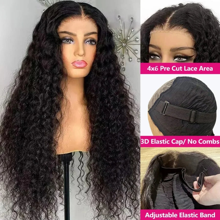 Glueless Wigs Human Hair 6x4 Closure Pre Plucked Pre Cut Lace 100% Human Hair Wigs With Invisible Small Knots
