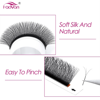 FADVAN 3D-W C/D/M Classic Style W Shape Fan Lashes Extensions Natural Soft Black Style Eyelashes Faux Mink Individual Eyelash