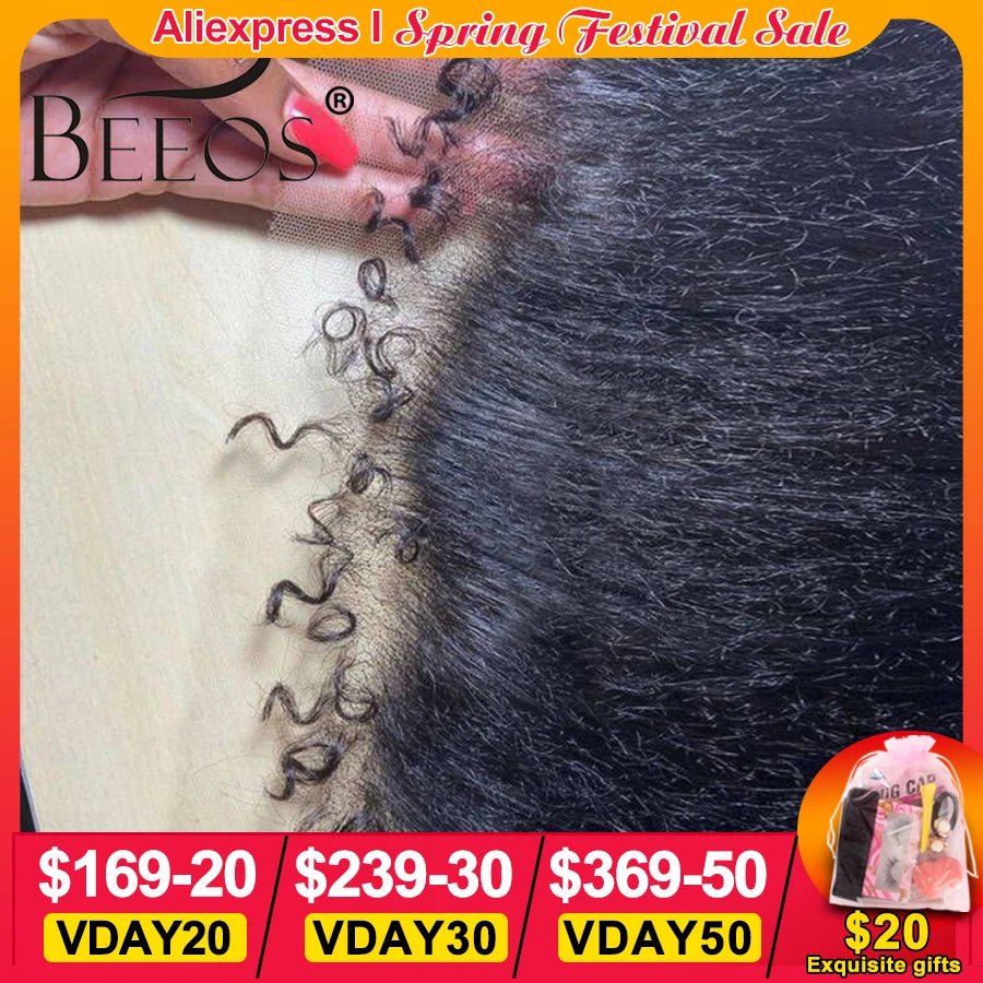Kinky Straight Curly Baby Hair 13x6 HD Lace Frontal Skinlike Pre plucked 5x5 HD Closure Curly Edge Hairline Brazilian Human Hair