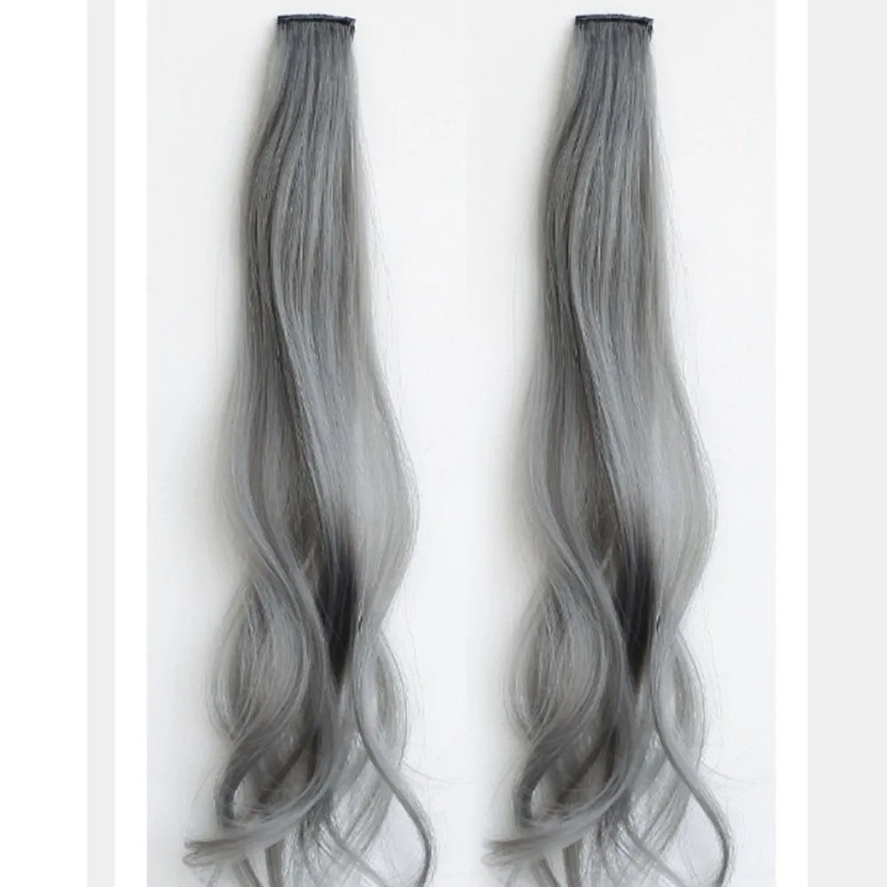 Synthetic Wigs 1 Pair 50Cm Fashion One-piece Slightly Curly Highlights Wig Natural Seamless Hair Accessories