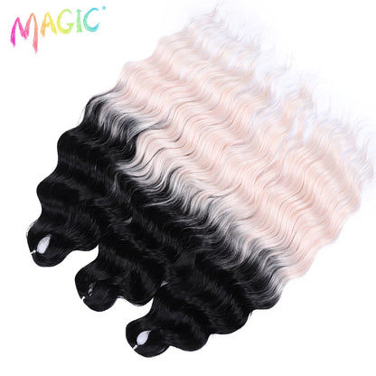 Magic Hair Synthetic Loose Deep Wave Braiding Hair Extensions 24 Inch Water Wave Braid Hair Ombre Blonde Twist Crochet Curly Hai
