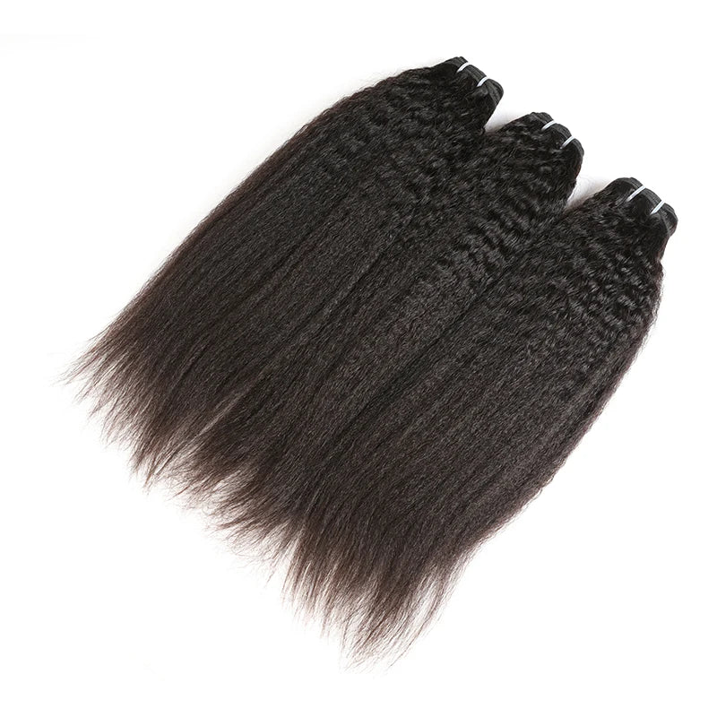 Light Yaki Straight Human Remy Hair Bundles Brazilian Raw Virgin Human Hair Weave for Women Bleached Double Drawn Natural Color