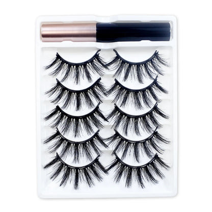 REDSIREN 5Pairs Magnetic Eyelashes With Eyeliner Reusable Thick Natural Eye Lashes New 5Piece Magnet False Eyelashes