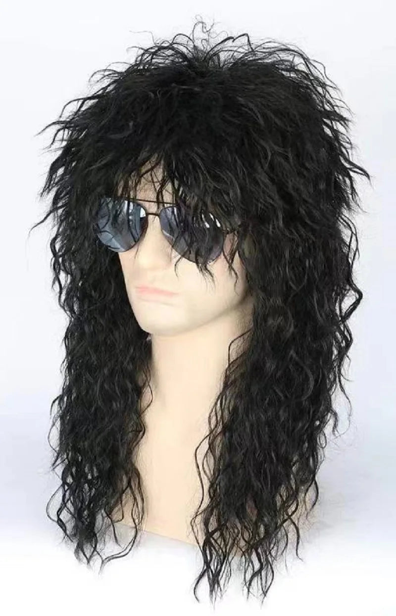 Synthetic Men Women Rock Wig 70s 80s Rock Punk Wig Long Curly Hair Wigs For Halloween Costumes Animation Wigs
