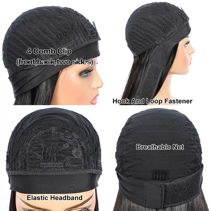 Headband Wig 100% Brazilian Human Hair Curly Wigs Easy To Install Water Wave Real Human Hair Wigs 180% Density