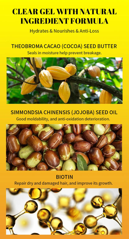 Edge Control Gel Set Hair Braiding Gel Biotin Anti Break Hair Wax Non-Greasy Hair Styling Cream Anti-Frizz Wax Stick For Wig