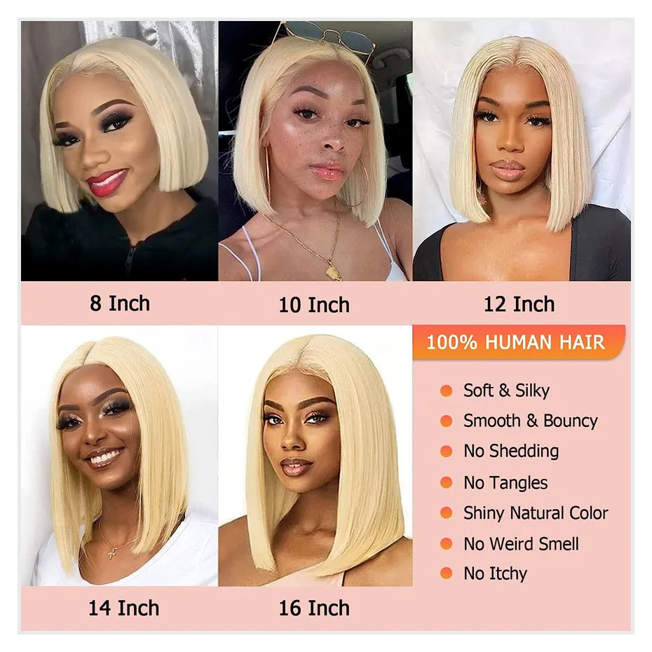 13x4 13x6 Blonde bob Wig Lace Front Human Hair Wigs 613 Straight HD Lace Frontal Wig Bob Glueless Wig Human Hair Ready To Wear