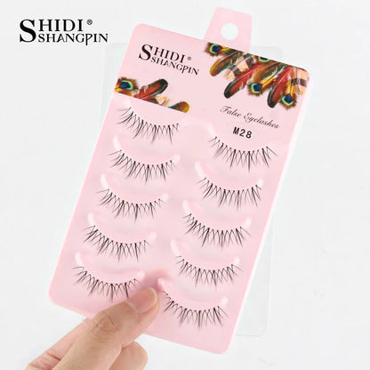Manga Lashes 5 Pairs Anime Cosplay Faux Mink Lashes Korean Natural short Full Strip Lashes Clear Band Soft Eyelashes Extension