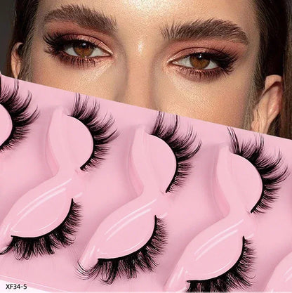 5 Pairs Cat Eye Lashes Faux Mink Eyelashes Natural long Manga Lashes Winged End Eye Elongated Eyelashes Fake Lashes Makeup