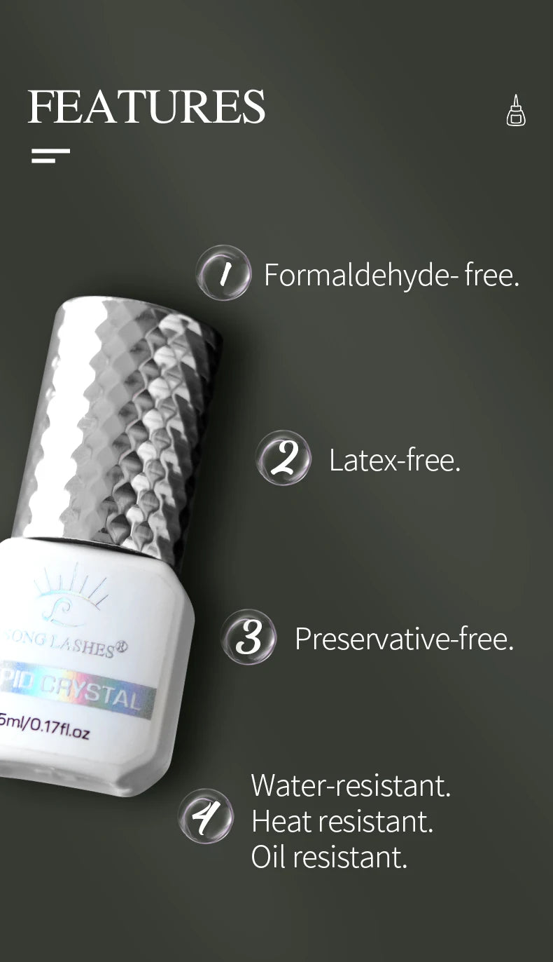 SONG LASHES Euelashes Glue 0.5 -1 Sec Drying For Eyelash Extensions  5ml transparent Clear Glue  False lash glue tools