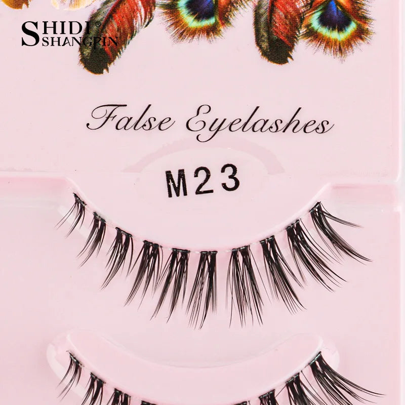 Manga Lashes 5 Pairs Anime Cosplay Faux Mink Lashes Korean Natural short Full Strip Lashes Clear Band Soft Eyelashes Extension