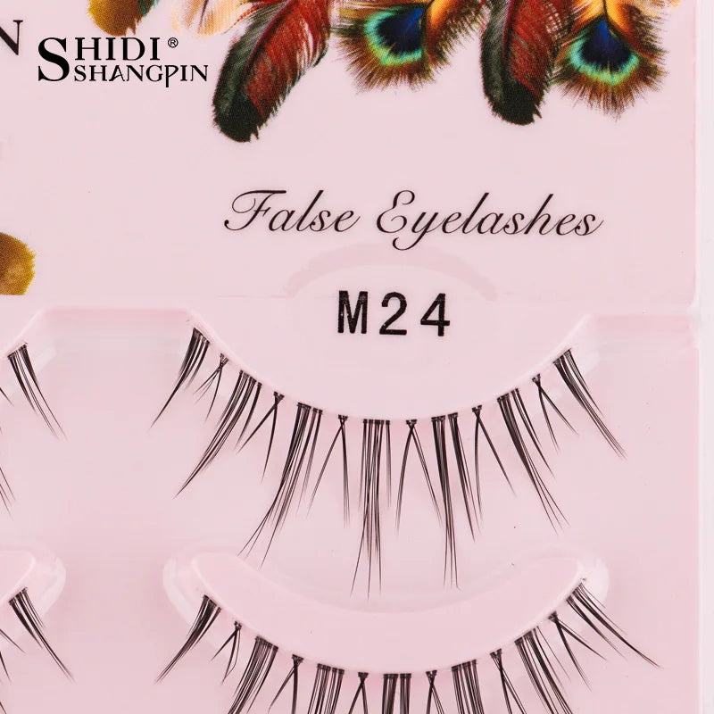 Manga Lashes 5 Pairs Anime Cosplay Faux Mink Lashes Korean Natural short Full Strip Lashes Clear Band Soft Eyelashes Extension