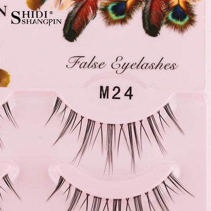 Manga Lashes 5 Pairs Anime Cosplay Faux Mink Lashes Korean Natural short Full Strip Lashes Clear Band Soft Eyelashes Extension