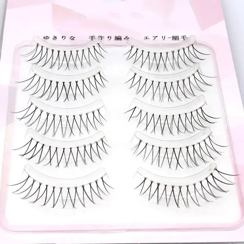 Natural Long Eye Makeup 5Pairs Set Cos False Eyelashes Lash Extension 3D Bunch Japanese Fairy Cosplay 5 Pairs