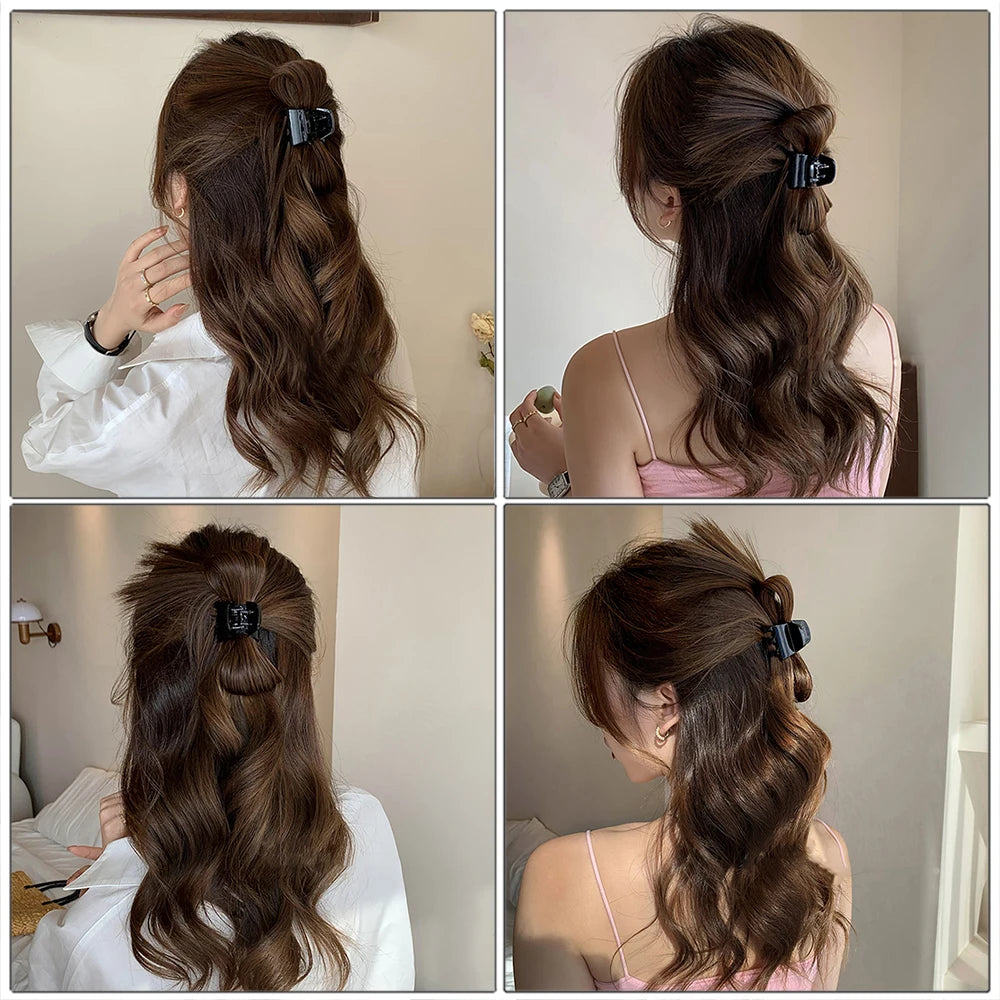 Women Half-tie Hair Claw Feather Shuttlecock Head Lazy Meatball Head Crab Clip Wig Catch Clip High Ponytail Hair Accessories