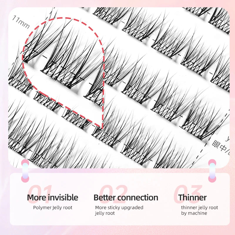 Yelix Self-adhesive Glue Free False Eyelashes Reusable DIY Segmented DIY Lashes Clusters No Glue Needed Natural Soft Lashes