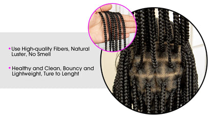 Full Lace Braided Wig Synthetic Braid Wigs Lace Frontal Wig with Baby Hair Box Braided Wig for Black Women Knotless Braid Wigs