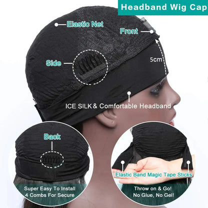 Women's Headband Wig Human Hair Straight Brazilian Wigs For Black Women Remy Full Machine Made Fast Delivery