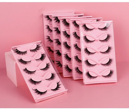 5 Pairs Cat Eye Lashes Faux Mink Eyelashes Natural long Manga Lashes Winged End Eye Elongated Eyelashes Fake Lashes Makeup