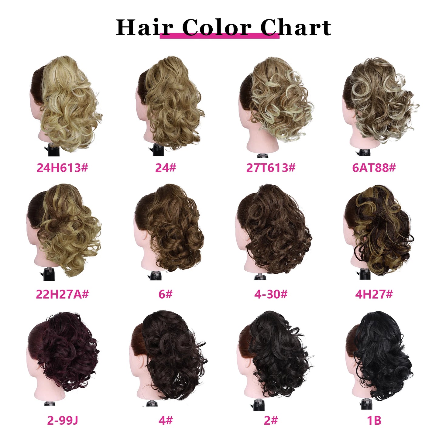 12" Ponytail Extension Classic Loose Curly Wavy Claw Clip Hair Hairpieces for Women Ash Blonde with Highlights Daily Party Use