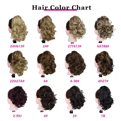 12" Ponytail Extension Classic Loose Curly Wavy Claw Clip Hair Hairpieces for Women Ash Blonde with Highlights Daily Party Use