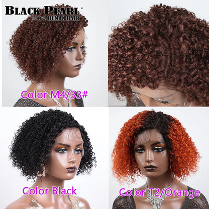 Malaysian Short Curly Bob Lace Front Wig13X7X2 Lace Front Wigs Pre Plucked with Baby Hair HD Lace Brown Curly Bob Wig Human Hair