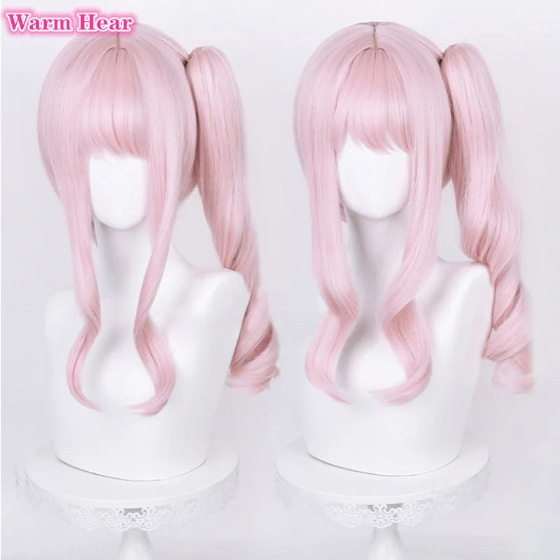 Anime Synthetic Hair Akiyama Mizuki Cosplay Wig Long 45cm Light Pink Curly Wig Heat Resistant Hair Halloween Party Woman Wigs
