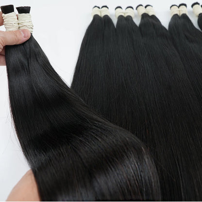 16A Vietnamese Double Drawn Human Hair Bulk Boho Braids Hair Extensions Short Hair Less Bone Straight No Weft 300g 613#