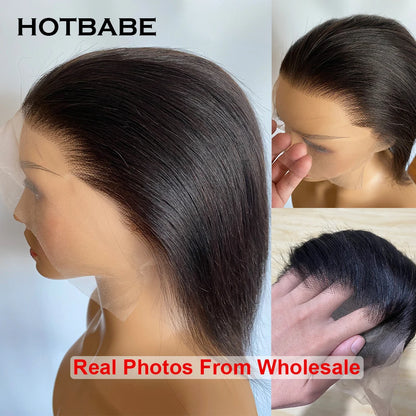 HD Full Lace Human Hair Wigs Straight Wig Brazilian Pre Plucked Remy Hair Natural Black Color Wigs On Sale Clearance