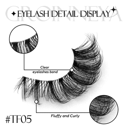 GROINNEYA Cat Eye Effect Natural 5/10 Pairs Elongated eye tail Lashes Look Soft Wispy Mink Eyelashes Full Strip Lashes Extension