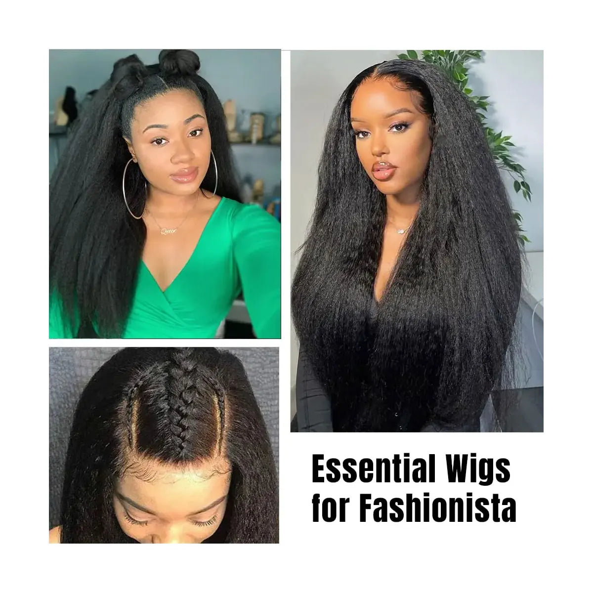 Synthetic U Part Wigs for Black Women Yaki Straight Wigs Natural Color Kinky Straight U-part wigs Hair Extension Clip