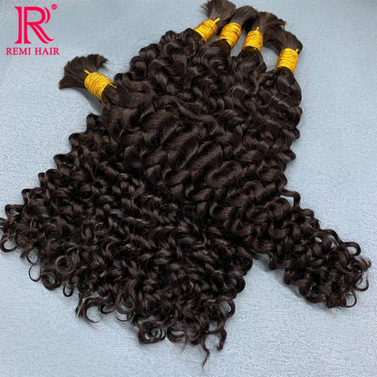 Indian Hair Loose Deep 100% Real Remy Hair Bulks Unprocessed No Weft Curly Human Hair Extensions Weaving Hair for Women Braiding