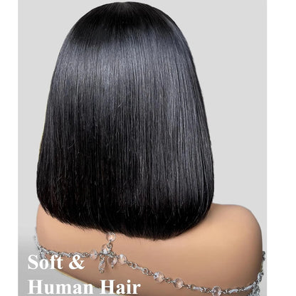 Glueless Wigs 13x4 Short Bob Wigs Bone Straight Lace Front Human Hair Wigs for Women Brazilian HD Transparent Lace Frontal Wigs