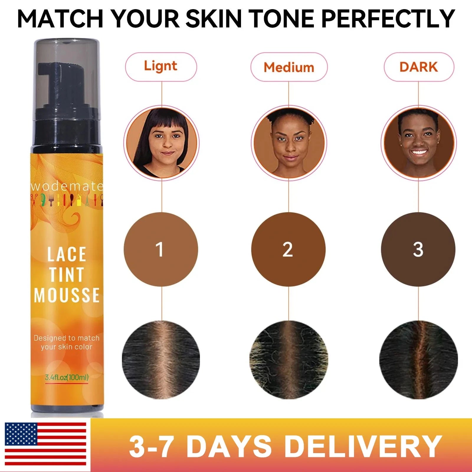 Lace Tint Mousse Easy Tinting Lace Tint Spray For Wigs Quick-Drying and Safe and Convenient Dyed Mousse Foam Sweat Resistant