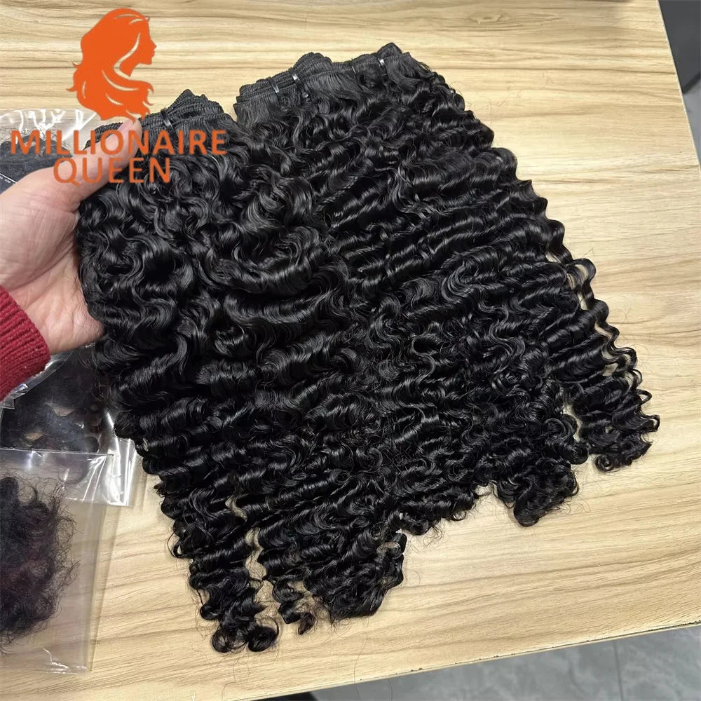 3C4A Burmese Curly Hair Bundles Virgin Human Hair Burmese Vietnamese Raw Human Hair Extensions Wholesale For Full Head 18A