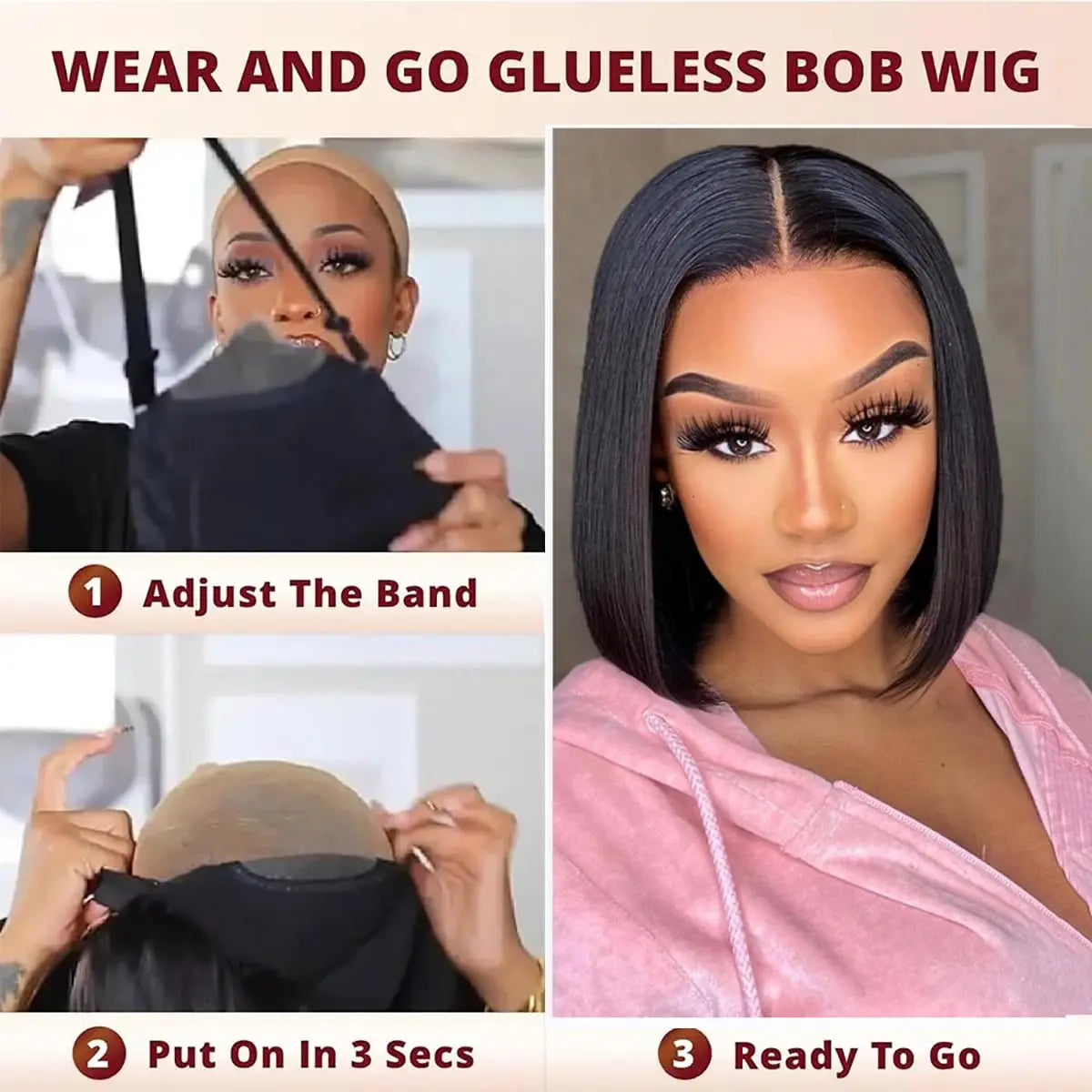 Glueless Wigs Human Hair Wear Go Bob Wigs Straight Lace Front Pre Plucked 13x4 HD Brazilian Transparent Lace Frontal Wig on Sale