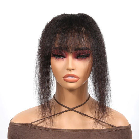 Yaki Straight Human Hair Topper Hair Piece for Thinning Hair or Covering White Hair&Increase Hair Volume,kinky straight hair