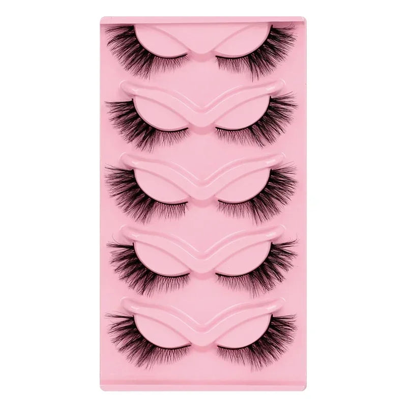 5 Pairs Cat Eye Lashes Faux Mink Eyelashes Natural long Manga Lashes Winged End Eye Elongated Eyelashes Fake Lashes Makeup