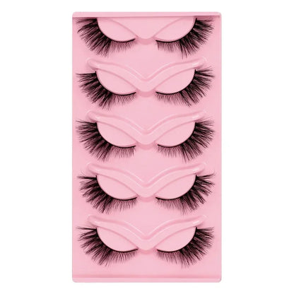5 Pairs Cat Eye Lashes Faux Mink Eyelashes Natural long Manga Lashes Winged End Eye Elongated Eyelashes Fake Lashes Makeup