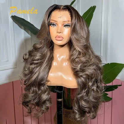 Highlight Loose Deep Wave Ombre Blonde Colored Wigs 13x4 HD Transparent Lace Frontal Glueless Wigs Human Hair Ready To Wear