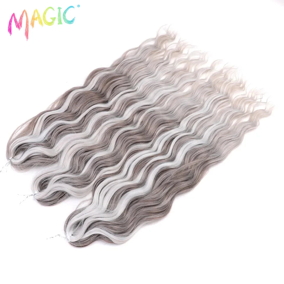 Magic Hair Synthetic Loose Deep Wave Braiding Hair Extensions 24 Inch Water Wave Braid Hair Ombre Blonde Twist Crochet Curly Hai