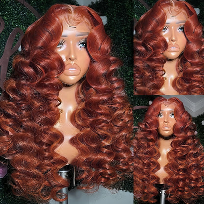 Reddish Brown Loose Deep Wave 13x6 Lace Front Human Hair Wig 30 Inch Brazilian Water Wave Wigs 13x4 HD Lace Frontal Wig