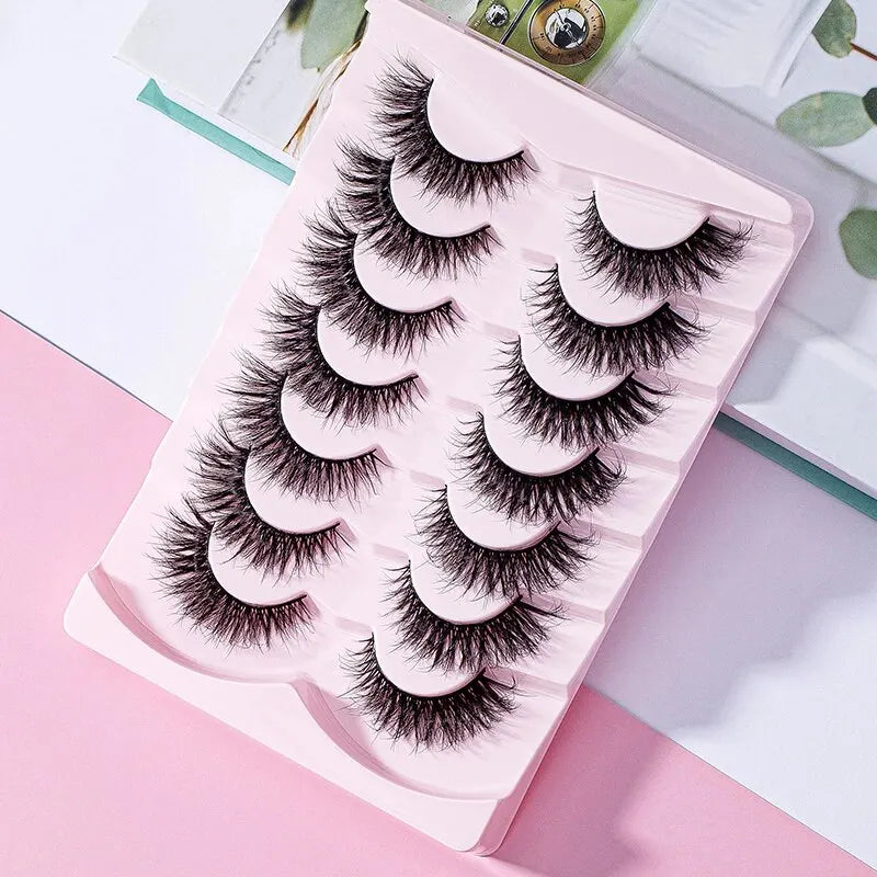 7 Pairs Pack 3D Wispy Cat Eye Fake Lashes Natural Look